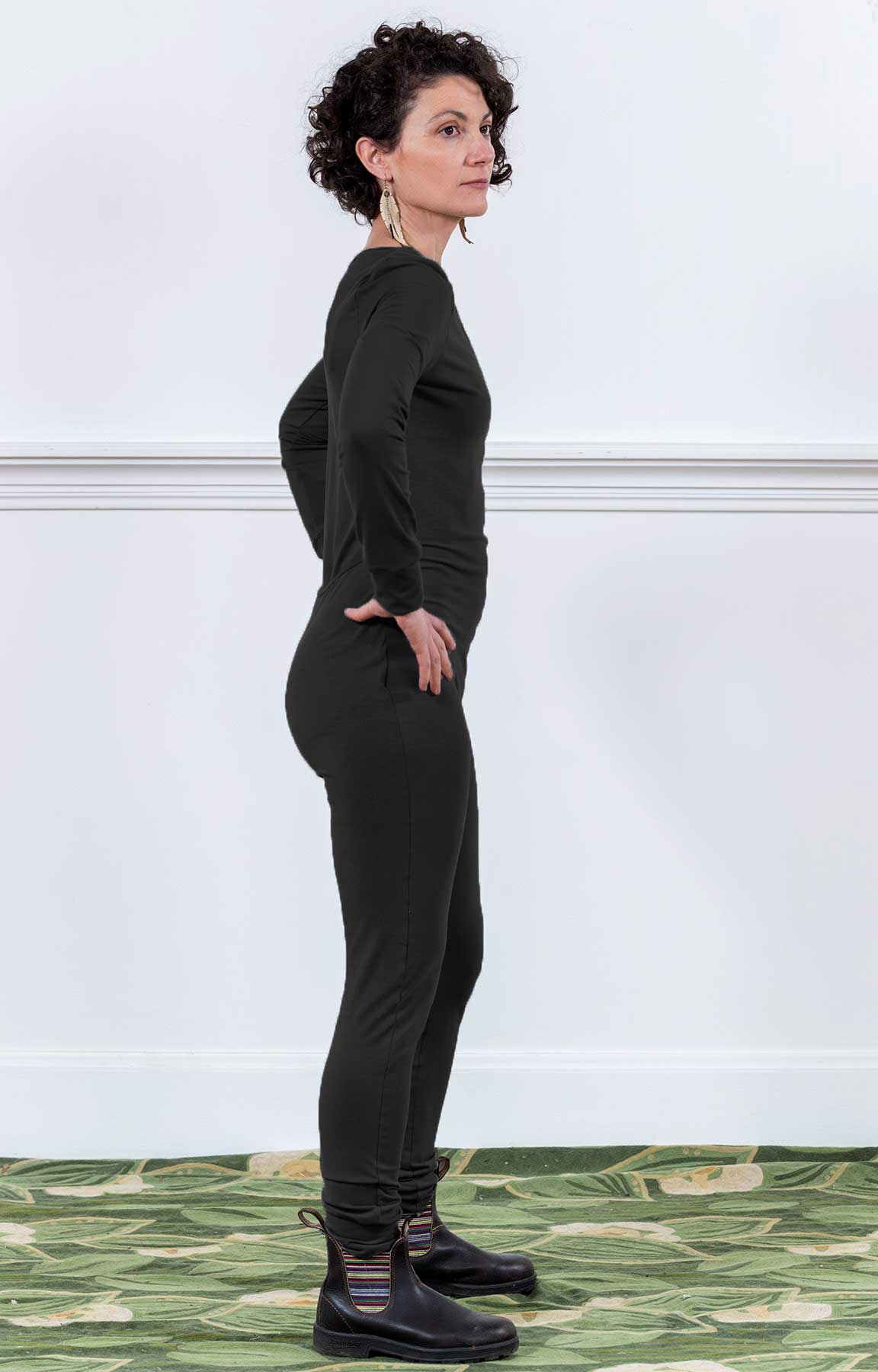 MoonEaze™ Black French Terry Soy Modal Women's One Piece Thermals-One Piece Thermals-Thrum State