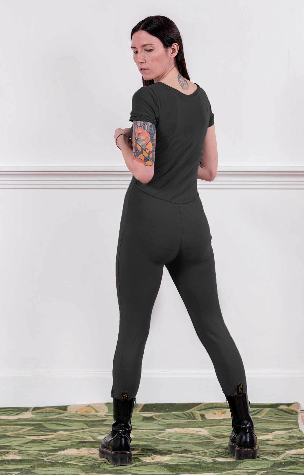 MoonEaze™ Black French Terry Soy Modal Women's One Piece Thermals-One Piece Thermals-Thrum State