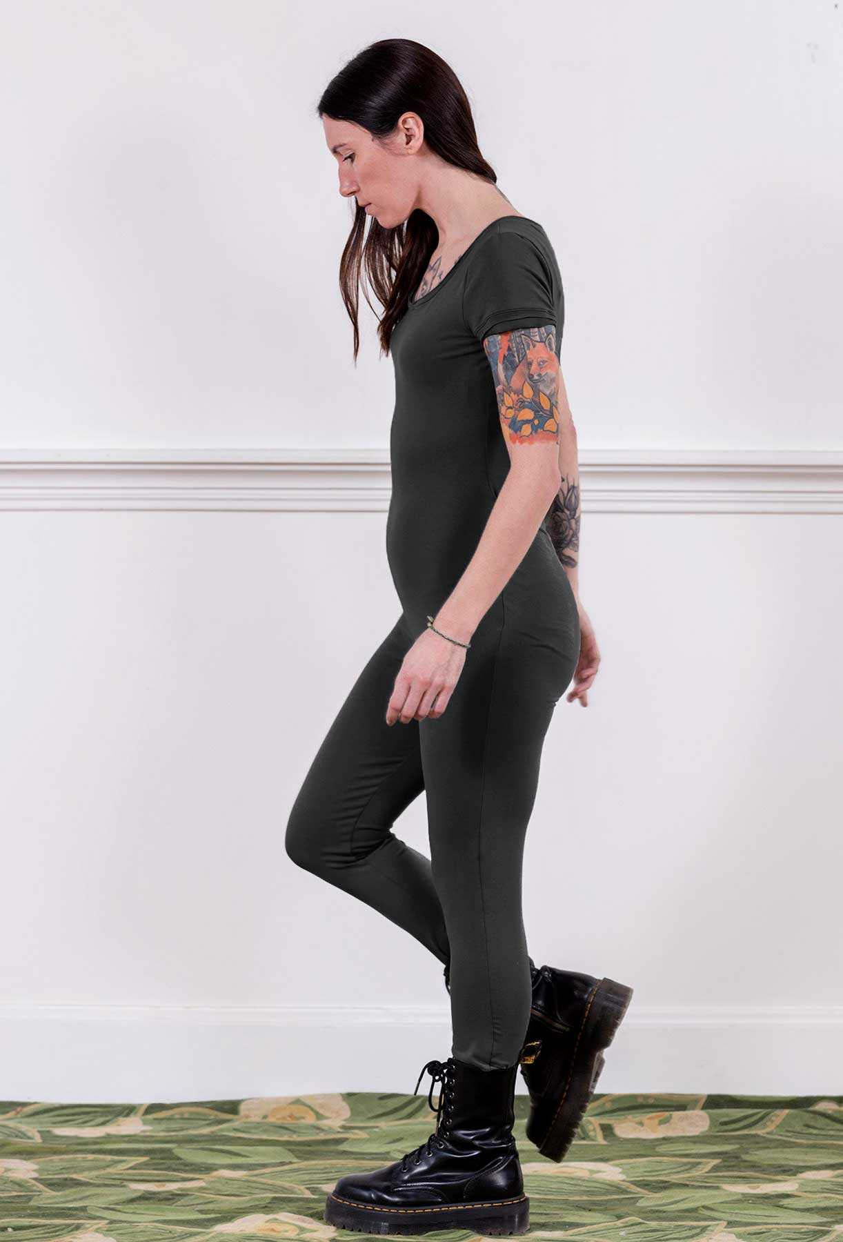 MoonEaze™ Black French Terry Soy Modal Women's One Piece Thermals-One Piece Thermals-Thrum State