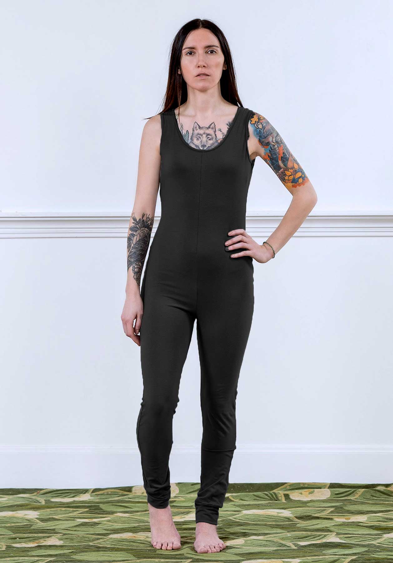 MoonEaze™ Black French Terry Soy Modal Women's One Piece Thermals-One Piece Thermals-Thrum State