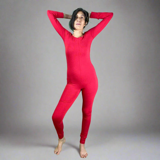 SAMPLE MoonEaze™ Red Bamboo Organic Cotton Knit Long Sleeve Women's Union Suit-One Piece Thermals-X-Small-Scoop-Thrum State