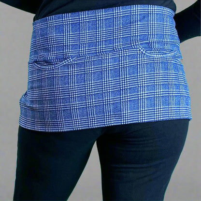 P05K™ | Navy Glen Plaid Scuba Crepe Utility Belt Skirt-Waist Pockets-XS-Navy Glen Plaid-Hagsters