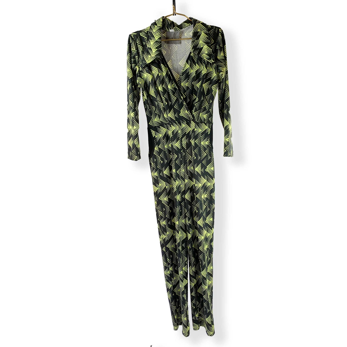 Pre-loved Yellow and Black Zig Zag 70s Styled Jumpsuit (Copy)-Jumpsuits & Rompers-Thrum State