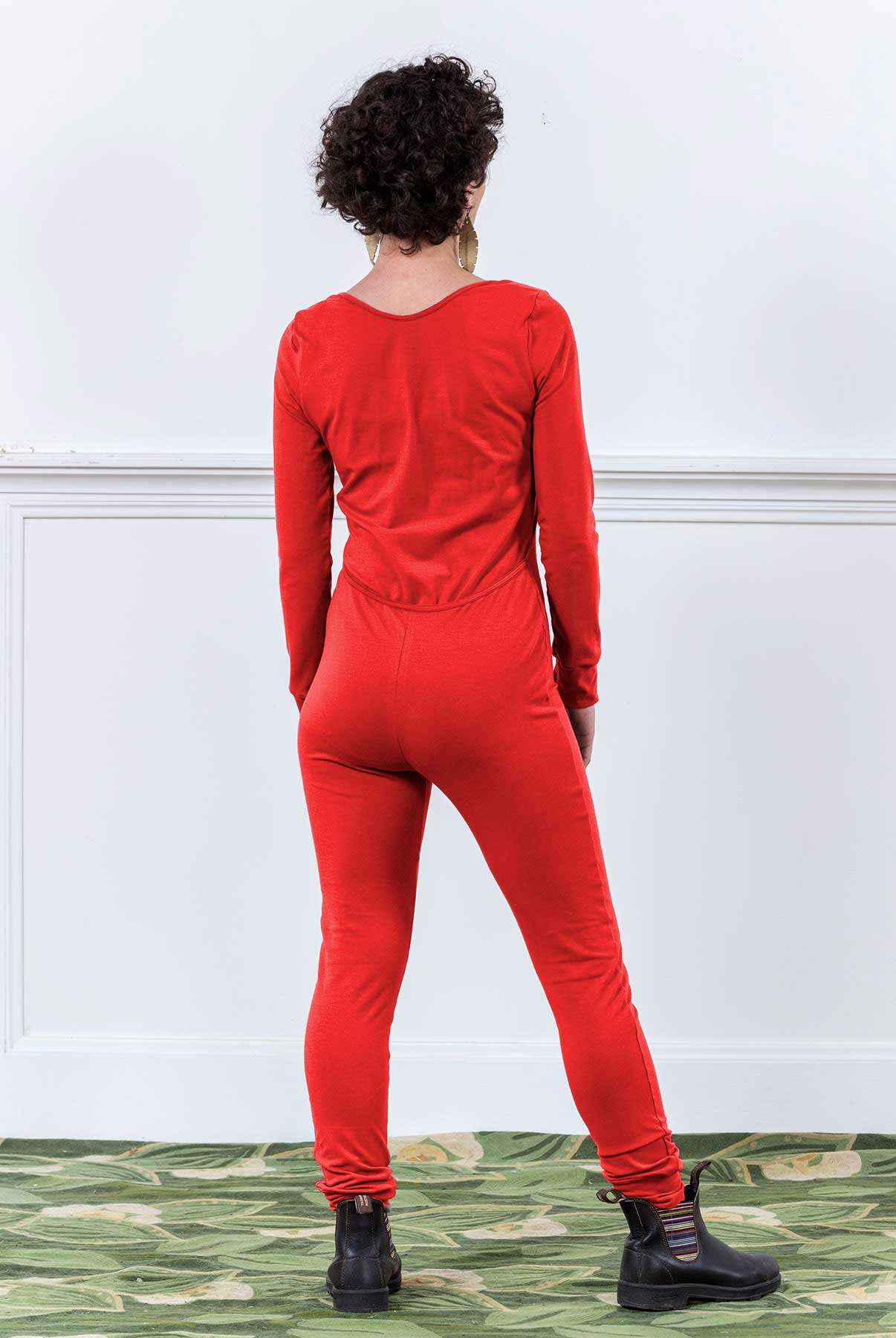 MoonEaze™ Red Bamboo Organic Cotton Knit Women's One Piece Thermal-One Piece Thermals-Thrum State