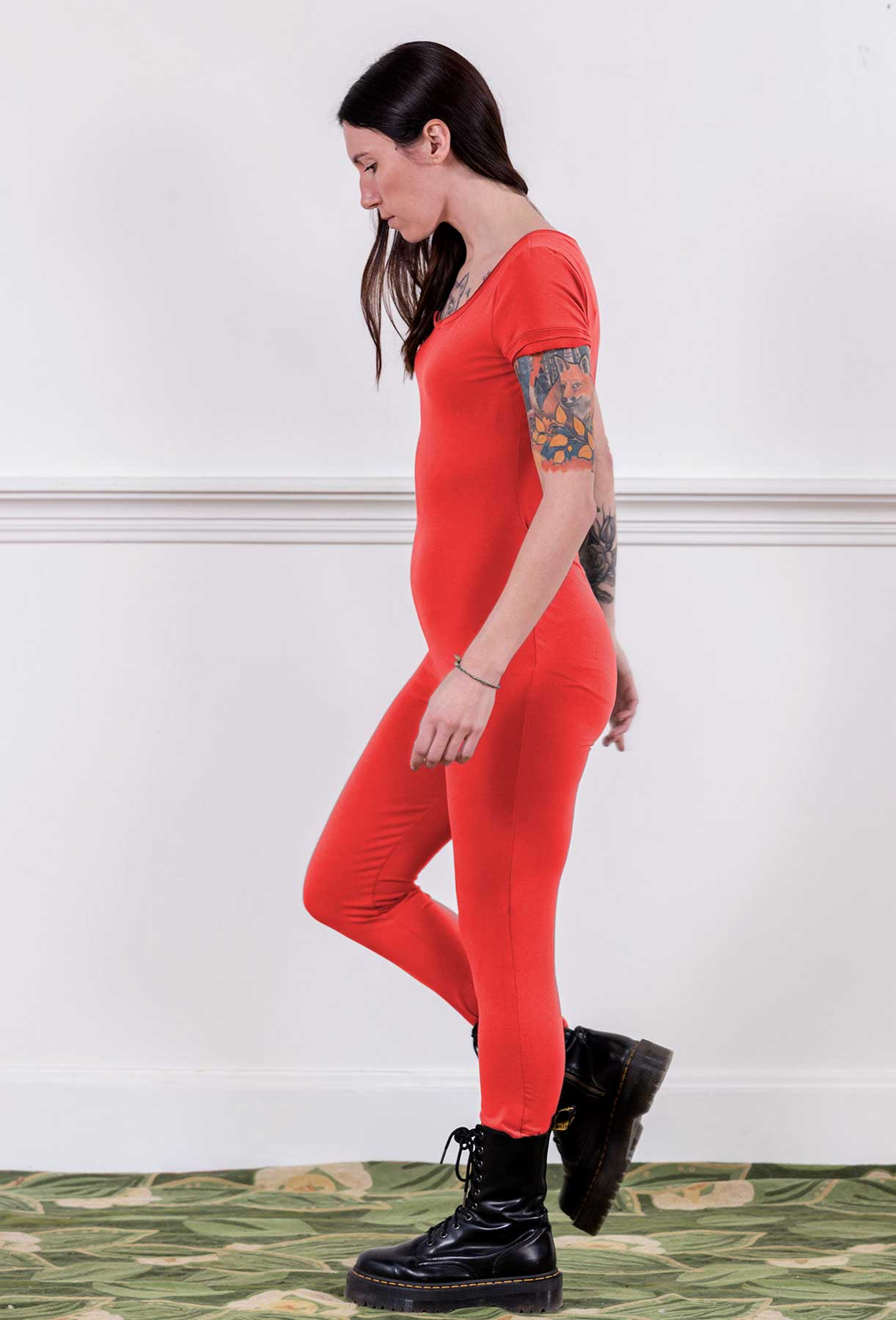 MoonEaze™ Red Bamboo Organic Cotton Knit Women's One Piece Thermal-One Piece Thermals-Thrum State