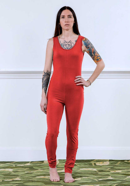 MoonEaze™ Red Bamboo Organic Cotton Knit Women's One Piece Thermal-One Piece Thermals-Small-Scoop-Sleeveless-Thrum State