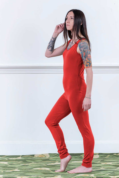 MoonEaze™ Red Bamboo Organic Cotton Knit Women's One Piece Thermal-One Piece Thermals-Thrum State