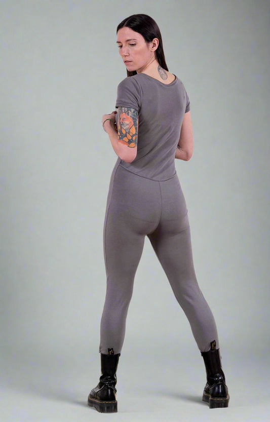 MoonEaze™ Light Gray Brushed Cotton Modal Women's One Piece Thermal-One Piece Thermals-Thrum State