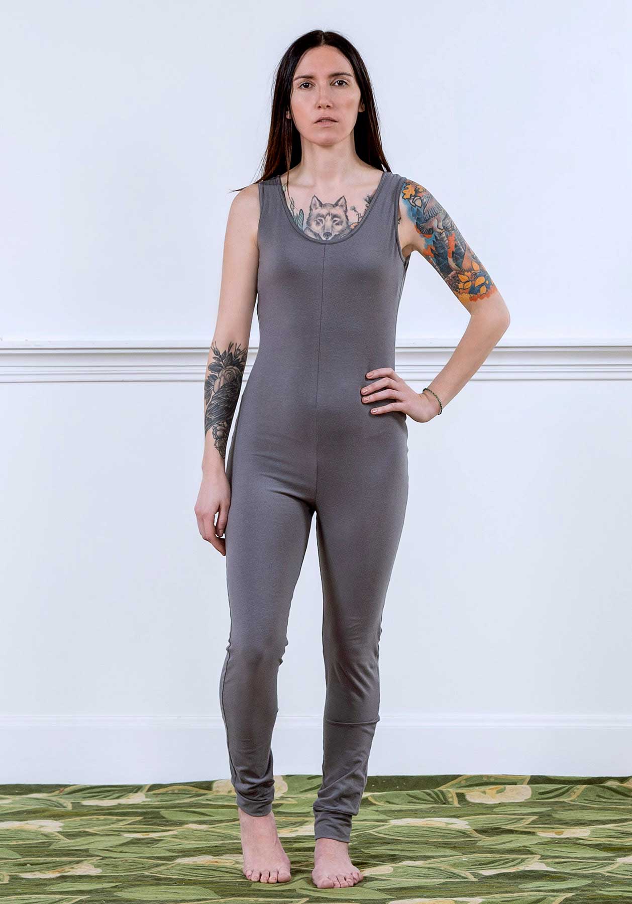 MoonEaze™ Light Gray Brushed Cotton Modal Women's One Piece Thermal-One Piece Thermals-X-Small-Scoop-Sleeveless-Thrum State