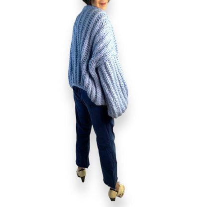 DISCONTINUED Fall Into The Void Baby Blue Chunky Oversized Cardigan-Sweaters-Thrum State