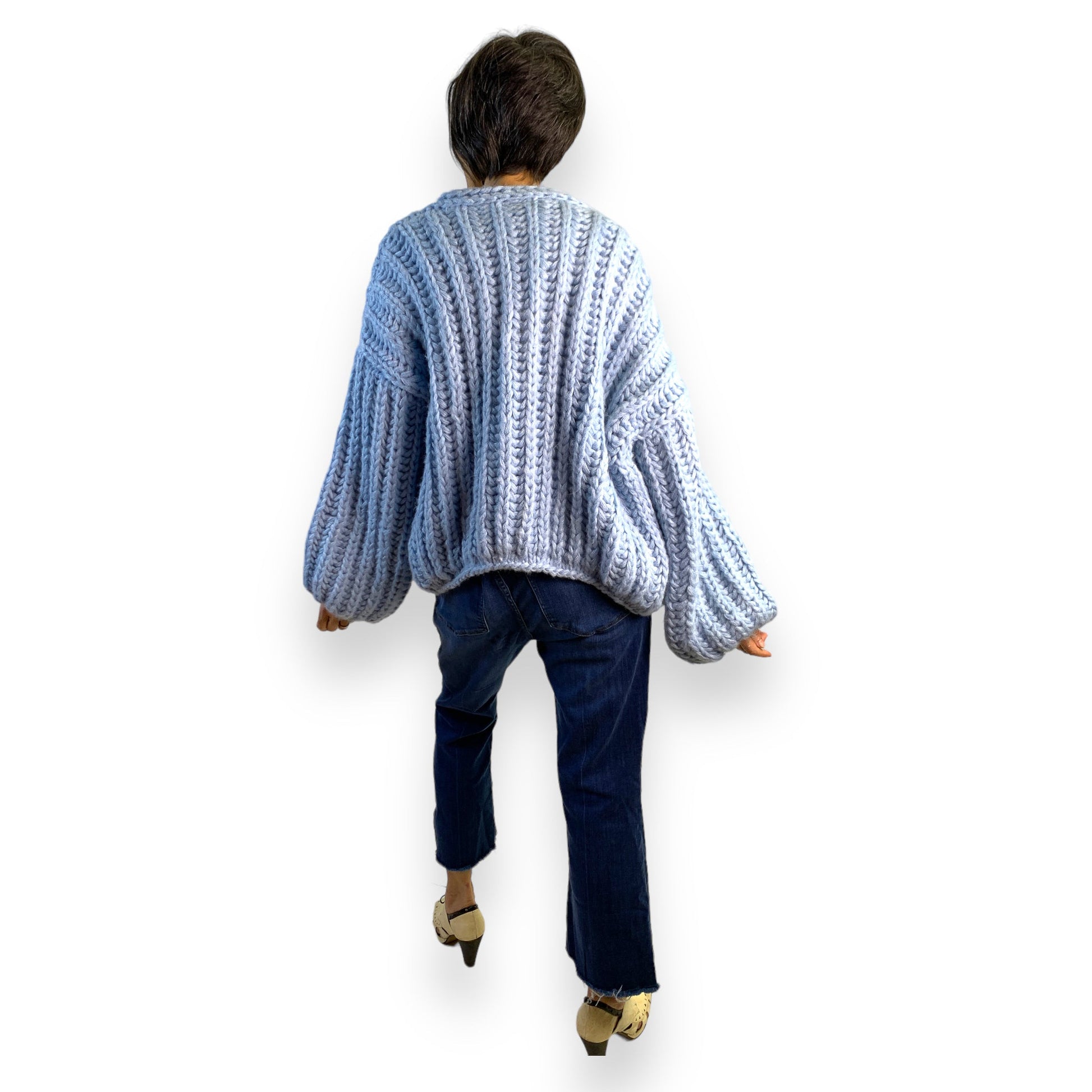 DISCONTINUED Fall Into The Void Baby Blue Chunky Oversized Cardigan-Sweaters-Thrum State