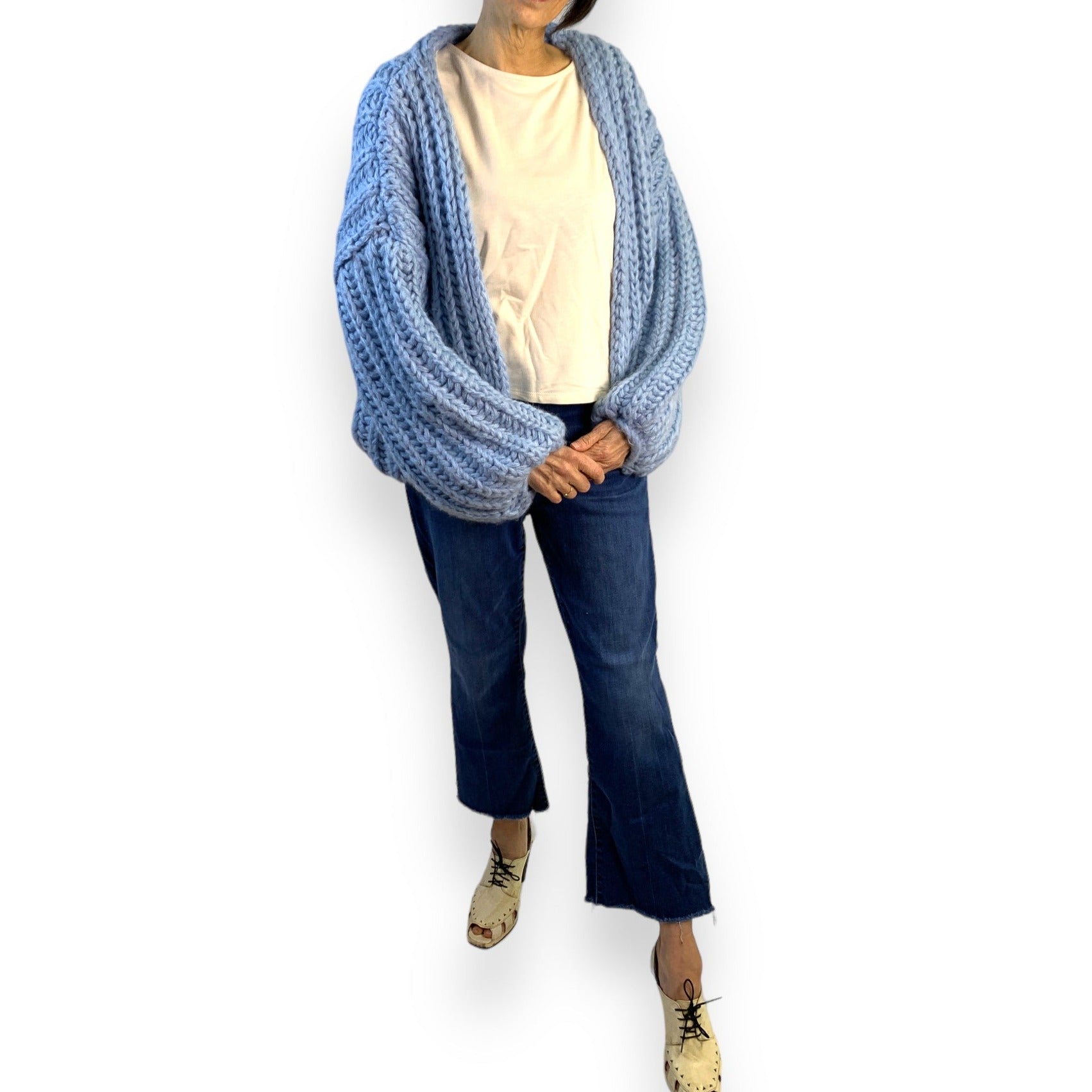 DISCONTINUED Fall Into The Void Baby Blue Chunky Oversized Cardigan-Sweaters-Thrum State