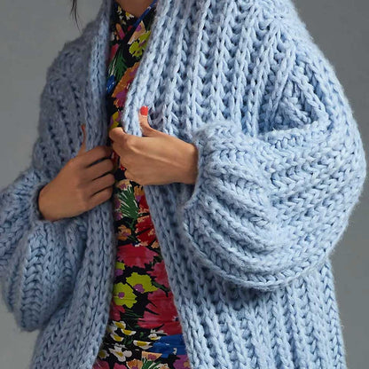 DISCONTINUED Fall Into The Void Baby Blue Chunky Oversized Cardigan-Sweaters-Thrum State