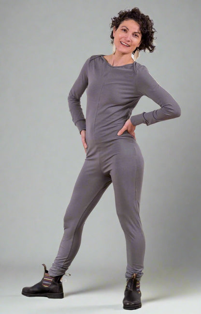 MoonEaze™ Light Gray Brushed Cotton Modal Women's One Piece Thermal-One Piece Thermals-X-Small-Scoop-Long-Thrum State