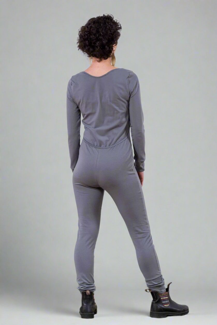 MoonEaze™ Light Gray Brushed Cotton Modal Women's One Piece Thermal-One Piece Thermals-Thrum State