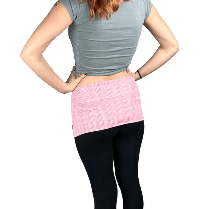 P05K™ | Pink Glen Plaid Scuba Crepe Waist Pockets Skirt-Waist Pockets-Thrum State