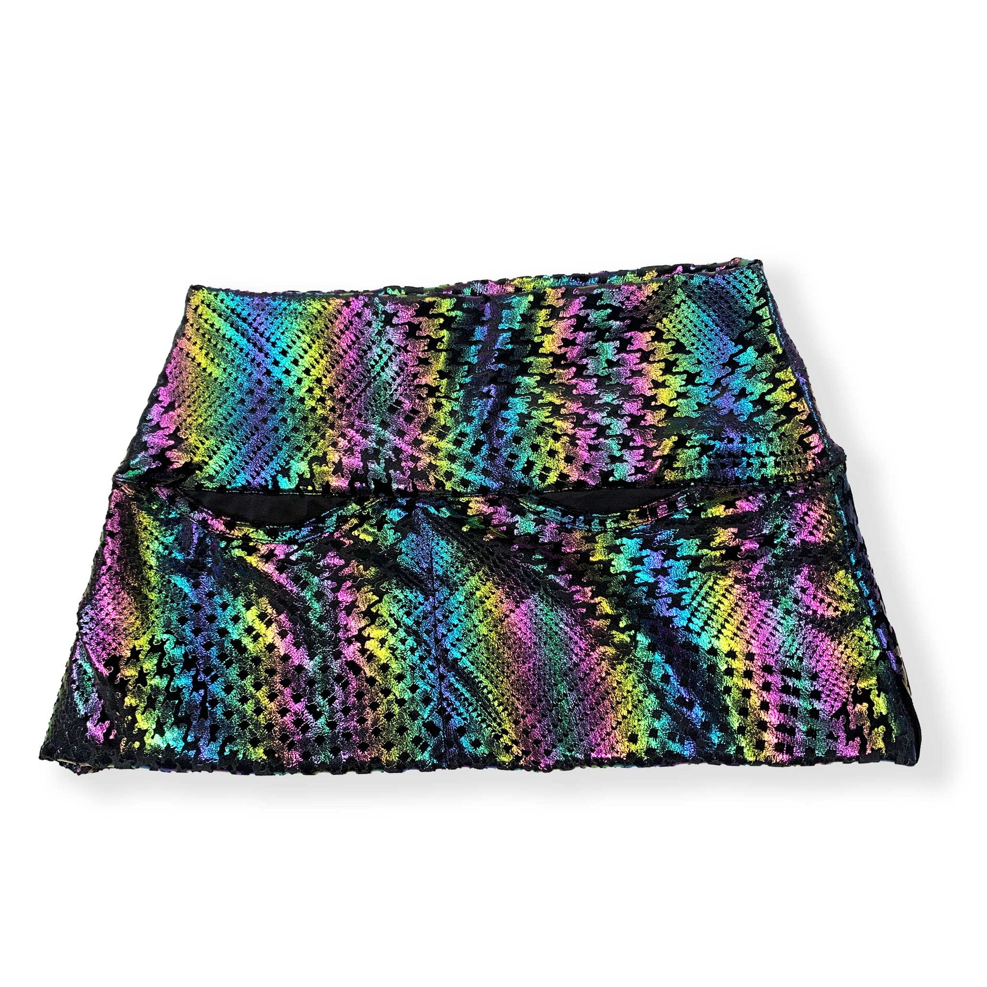 P05K™ | Prism Vortex Rave Holographic Waist Pockets Skirt-Waist Pockets-Thrum State