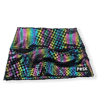 P05K™ | Prism Vortex Rave Holographic Waist Pockets Skirt-Waist Pockets-Thrum State