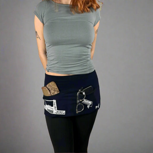 P05K™ | Slabtown Portland Bridges Navy Utility Belt Skirt-Waist Pockets-Thrum State