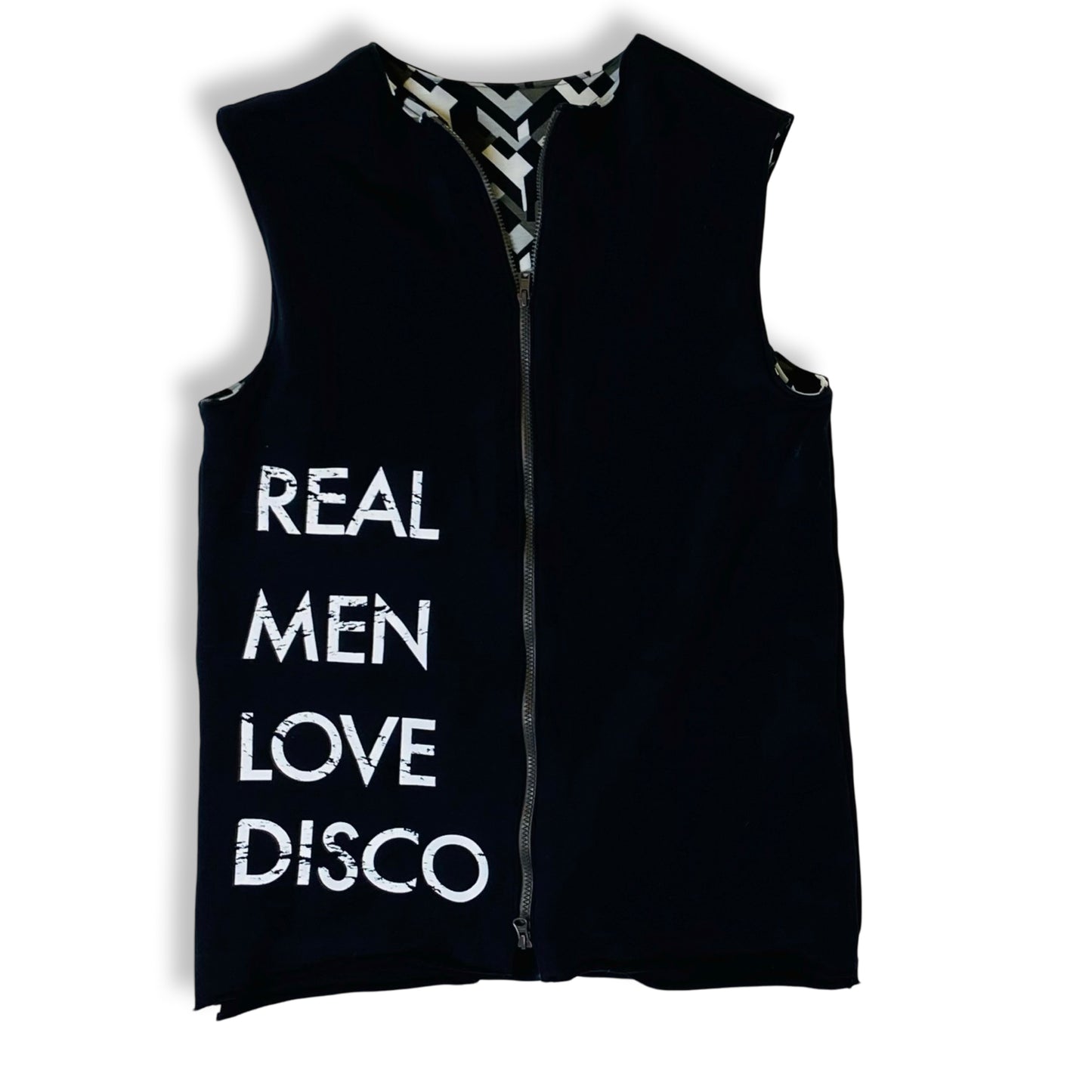 SAMPLE Real Men Love Disco Reversible Sleeveless Sweatshirt Jacket-Jackets-Medium/Large-Thrum State