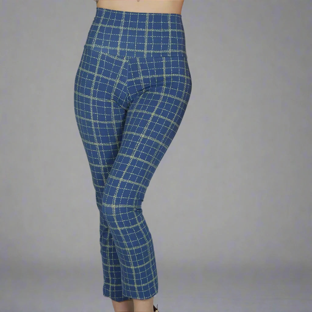 Plaid Leggings With High Waistband - Custom Length-Pants-XS-Sea Plaid-Thrum State